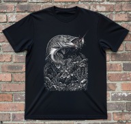 T-shirt ze szczupakiem Koszulka szczupak atakuje przynętę. L