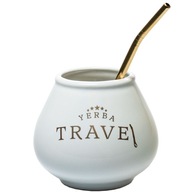 Zestaw Yerba Mate Białe Matero Tykwa - Kubek 450 ml Bombilla + szczotka