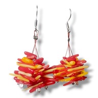 KOR07 Kolczyki KORAL POMARAŃCZOWE CZERWONE igiełki