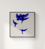 Obraz olejny na płótnie minimalizm beż granat ptaki nowoczesna dekoracja