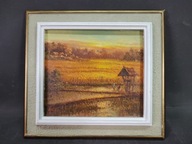 Letni zmierzch nad polami - obraz olejny ręcznie malowany na płótnie