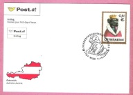 Austria 2002 FDC, sztuka Manfred Geix, karykatura, psy