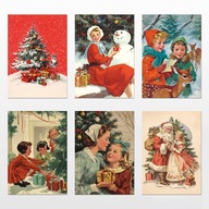 Kartki świąteczne vintage - 6 wzorów, zestaw 1 - projekt do druku, PDF, A6