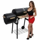 Grill Węglowy Ogrodowy z Wędzarnią BBQ Smoker + Termometr DUŻY RUSZT KOMIN