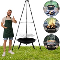 ZESTAW PALENISKO OGRODOWE TRÓJNÓG Z RUSZTEM DO GRILLA MILANO 60 CM DUŻY