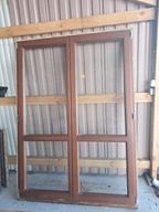 DRZWI/OKNO Balkonowe Drewniane Sosnowe Dwuskrzydłowe 150x210cm