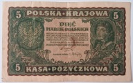 Banknot II RP 5 Marek Polskich 1919 rok II Serja DL