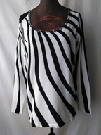 Bluzka dzianinowa, biała w czarne pasy - 40/42