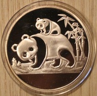 PANDA 1985 - CHINY 1985 - PIĘKNY NUMIZMAT - PLATEROWANY, SREBRZONY