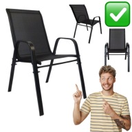 4x KRZESŁO OGRODOWE METALOWE CZARNE NA BALKON TARAS WYGODNE KOMPLET ZESTAW