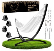 Stelaż do hamaka ogodowy metalowy dwuosobowy CZARNY SOLIDNY MOCNY 250kg