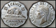 MNB - KANADA 5 Centów 1952 # St/Cr+Ni # st 2+