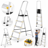 DRABINA ALUMINIOWA DOMOWA JEDNOSTRONNA UNIWERSALNA 5STOPNI 150KG DO SKLEPU