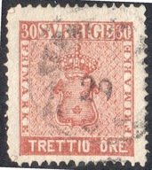 SZWECJA , Reichswappen 30 Ore (1858), Mi 11a , (25€)