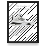 Plakat Jordan 4 "Military Black" /Grid White/ (Czarna/Biała Ramka)