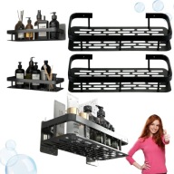 PÓŁKA ŁAZIENKOWA WISZĄCA 2 SZT. CZARNA ALUMINIOWA BEZ WIERCENIA 30CM