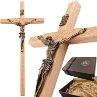 Krzyż Drewniany Jasny Wiszący 21cm Na Ścianę + PUDEŁKO Prezent APOSTOLS