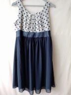 Sukienka granatowa z dekoltem w groszki - L