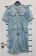 Jeansowa sukienka denim z krótkim rękawkiem