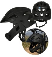 KASK ROWEROWY FULL FACE dziecięcy Crazy Safety 2w1 MTB BMX M 55-58 Czarny