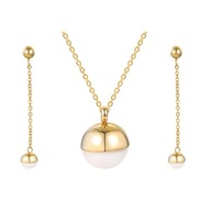 NA JUTRO Złoty Komplet PERŁA PERŁY Łańcuszek PUDEŁKO kolczyki naszyjnik