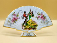 Hiszpania Lloret De Mar śliczny wachlarz PORCELANA