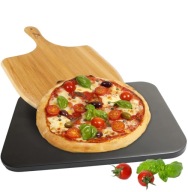 AMAZY Kamień Do Pizzy Z Bambusową Łopatką Kordieryt Prostokątny Czarny