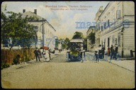 USTROŃ - HAUPTSTRASSE Z HOTELEM LUBOTZKIEGO I AUTOMOBILEM 1919