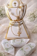 podziękowanie dla gości Pudełko-Kielich + Biały Różaniec KOMUNIA