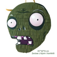 Piniata na Halloween Zombie. Zestaw z kijem i konfetti.