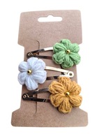 Spinki spineczki do włosów szydełkowy kwiatek 3 szt.