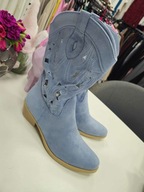 Kowbojki Kozaki niebieskie r. 40-41 lekkie ekozamsz !!!