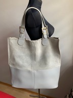 Szara skórzana torebka shopper