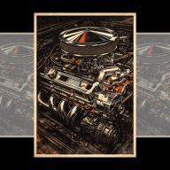 Plakat Motoryzacyjny muscle engine A4 (21 x 29,7 cm) Dekoracja Ścienna