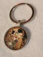 Śliczny breloczek do kluczy z motywem" Pocałunku" Klimta