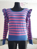 SWETER W PASKI PASKAMI SEXY ROZKLOSZOWANE RĘKAWY FALBANKI FALBANKAMI CIEPŁY