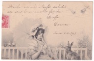 Dziewczyna królik kurczaki ok.1903r. R.R. Wichera