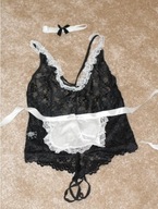 Czarny Kostium Pokojówki – Seksowna Koronka, Zmysłowe Przebranie