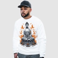 Biała Bluza XL Unisex z Nadrukiem Buddy – Idealna Na Każdą Okazję
