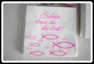 Serwetki białe z nadrukiem symbol ryby