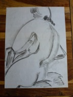 FRANCJA - MID CENTURY 1950/1960 - AKT RYSUNEK KOBIETA #2