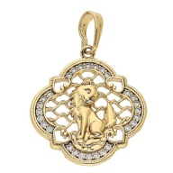 86371 Zawieszka stal chirurgiczna 316L pozłacana 18k kotek z cyrkoniami