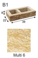 Ogrodzenie łupane, pustak łupany, bloczek Combet B1 39x22x8 Multi 6