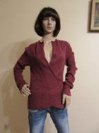 COTELAC rudy kopertowy sweter z alpaki wiązany 90% alpaka_ S/M