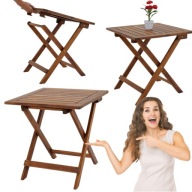 STÓŁ OGRODOWY DREWNIANY SKŁADANY 46x46 BALKONOWY TARAS KOMPAKTOWY TRWAŁY