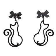 55702 Kolczyki czarna stal chirurgiczna kotki z kokardką