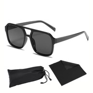 Okulary Przeciwsłoneczne Czarne Szkła Pilotki Kwadratowe Aviator