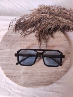 Viral trend czarne niebieskie okulary przeciwsłoneczne aviator pilotki