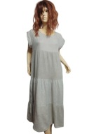 UNISONO włoska długa lniana SUKIENKA falbany 38/40