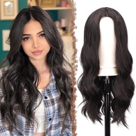 Peruka Ciemny Brąz Długie Włosy Fale 60 cm